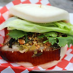 Steamed Boa bun pork taco made by Feng's Dumplings