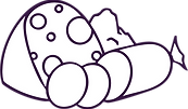 A line art depiction of our cheese sticker